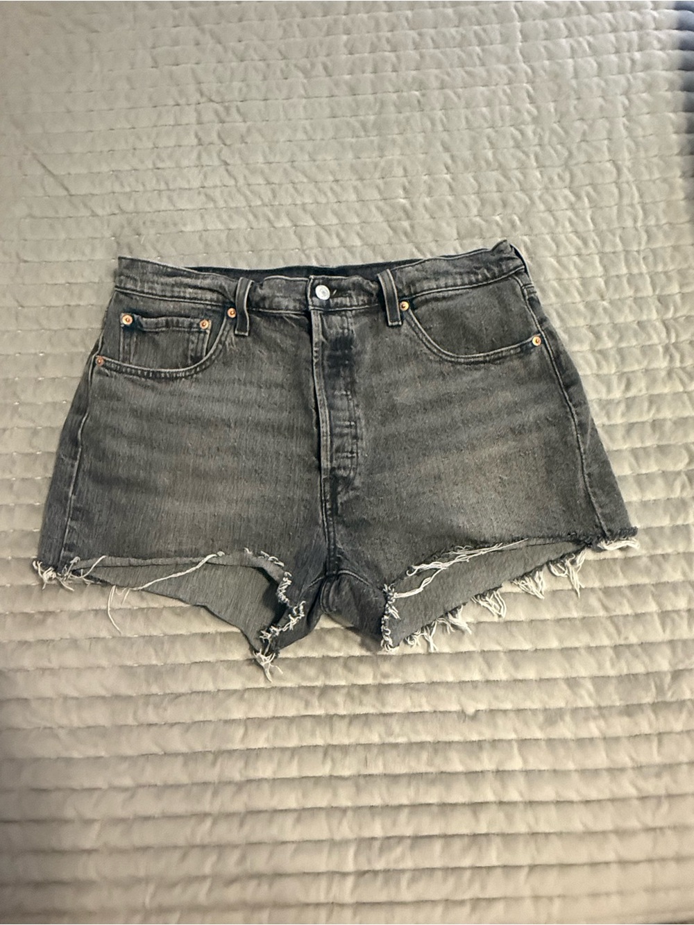 Levi’s 501 black raw hem shorts